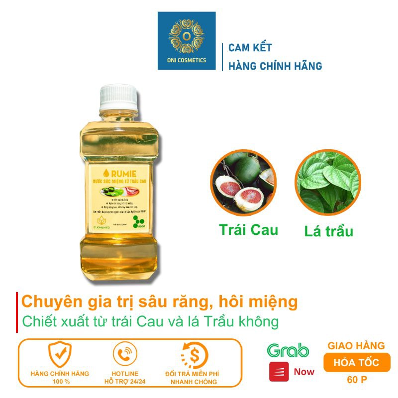 Nước Súc Miệng Trầu Cau Rumie Hết Sâu Răng, Hôi Miệng, Nhiệt Miệng, Giúp Thơm Miệng - 220ml