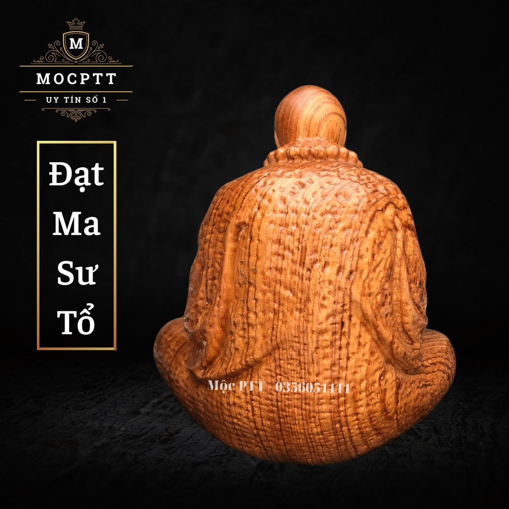 Tượng Đạt Ma Sư Tổ ngồi thiền gỗ Hương đá kích thước 15 x 15 x 9 cm TD01