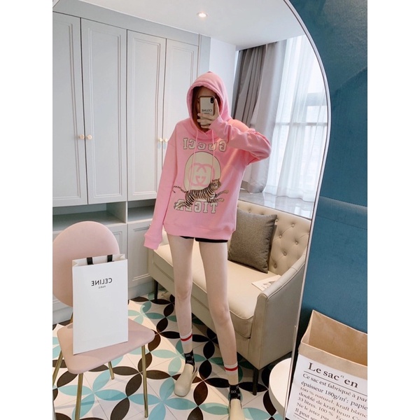 Áo hoodies form rộng cao cấp cho nữ thương hiệu Gucci GG/GC hoạ tiết con hổ độc đáo và cá tính