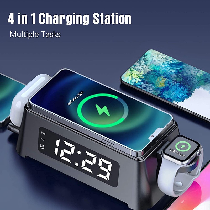 Đế Sạc Nhanh Không Dây Đa Năng Có Đèn LED Cho Đồng Hồ Thông Minh