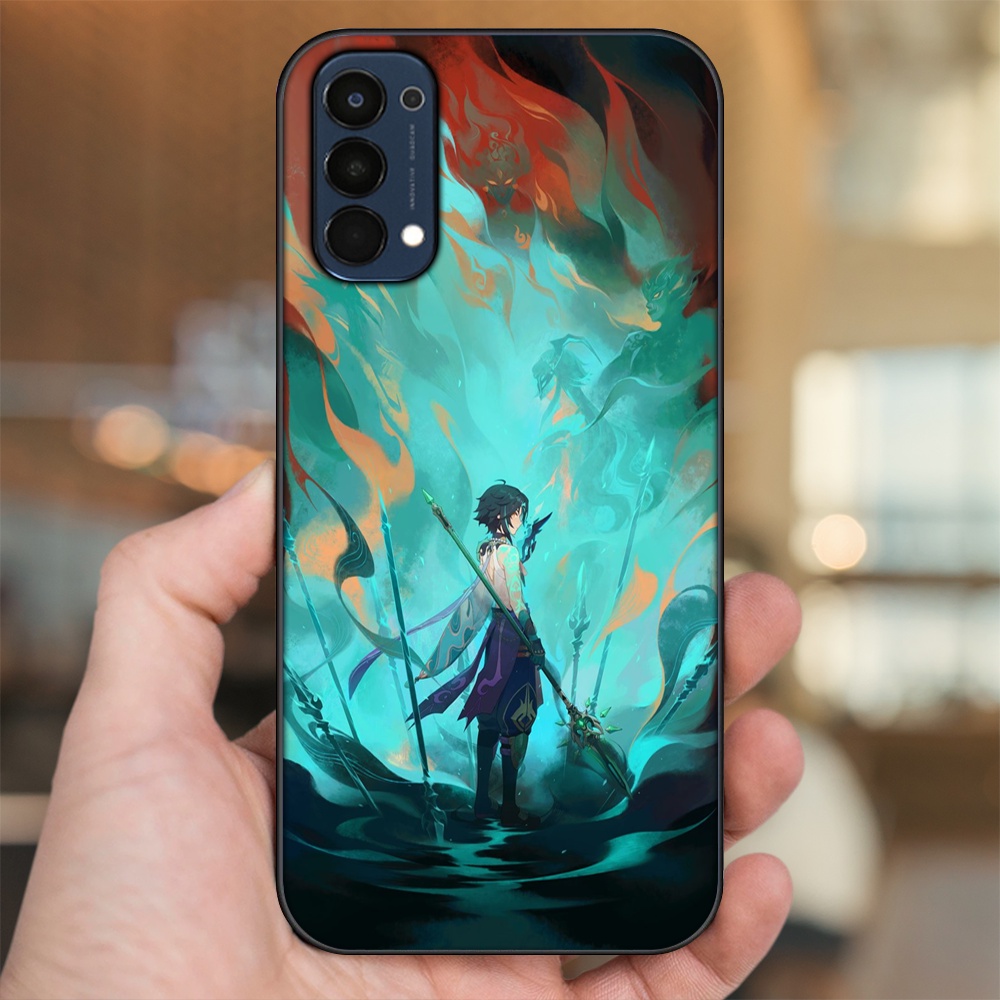 Ốp lưng Oppo Reno 4 viền đen in hình Xiao Genshin Impact