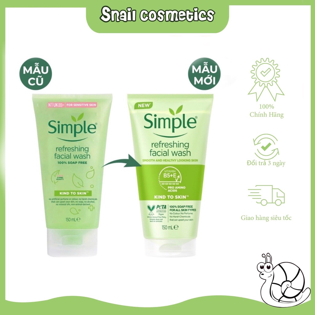 Sữa Rửa Mặt Simple Giúp Da Sạch Thoáng 150ml