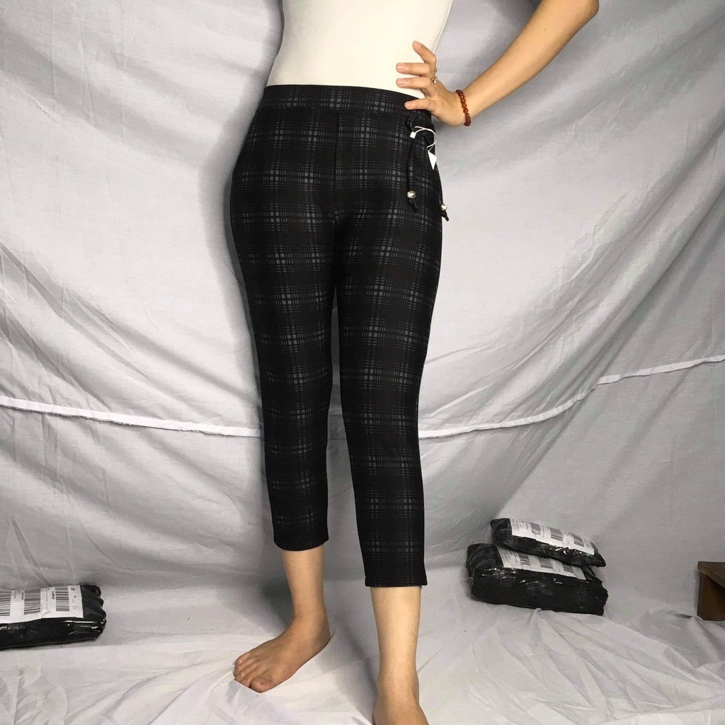 Quần cotton lửng 75cm sọc kẻ lưng thun mẫu mới