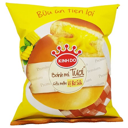 10 bánh mì tươi Kinh Đô siêu mềm vị Bơ Sữa ổ tròn gói 55g