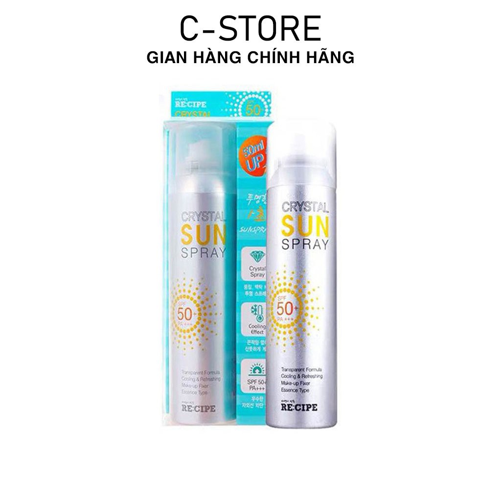 Xịt chống nắng Recipe Crystal Sun Pray SPF50+ dưỡng ẩm, bảo vệ da - CSTOREVN