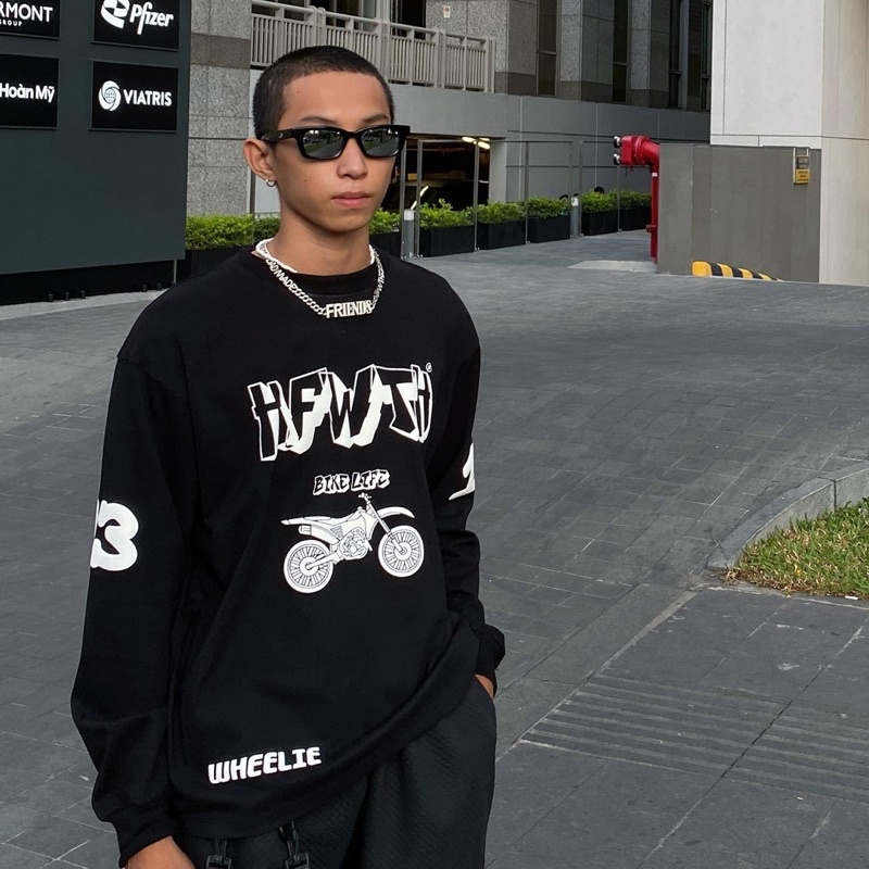Áo tay dài đen Dirt bike long sleeve.