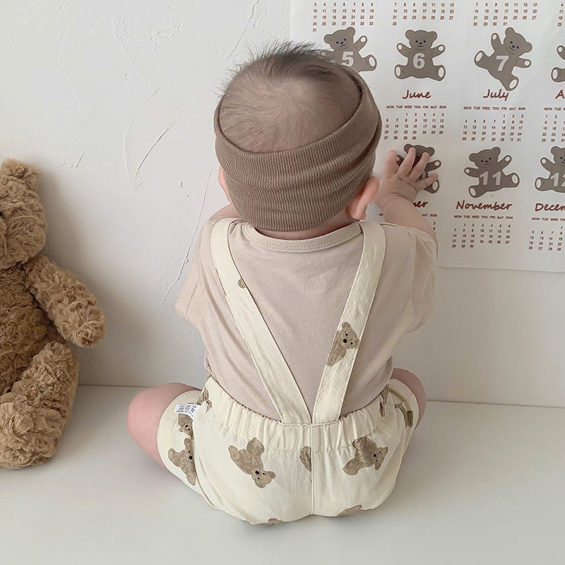 Set Áo Thun Tay Ngắn Hình Gấu + Quần Short Thời Trang Mùa Hè Cho Bé 0-3 Tuổi