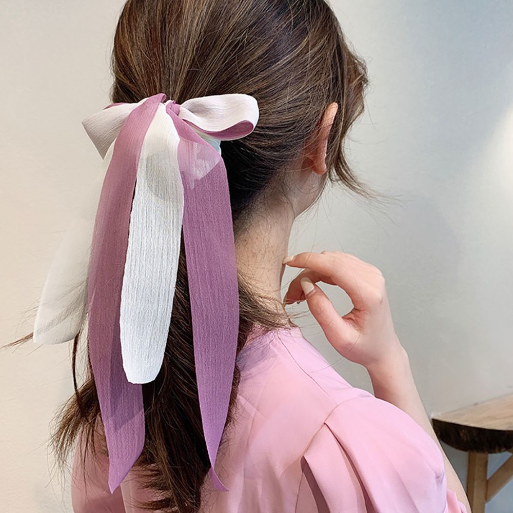 Dây Buộc Tóc Ruy Băng Thắt Nơ Co Giãn Phong Cách Hàn Quốc Cho Nữ