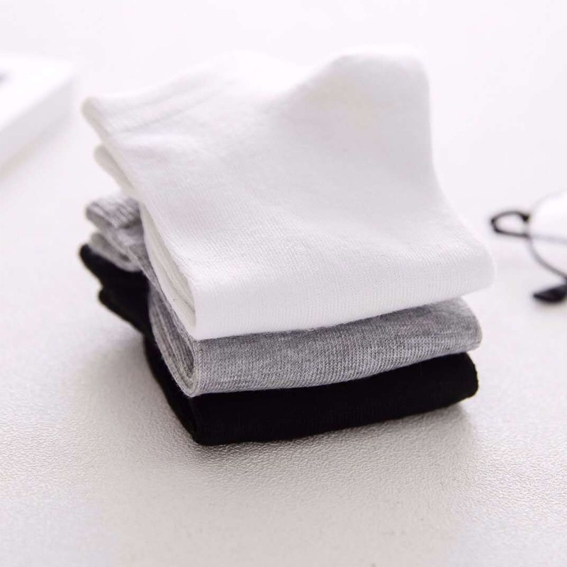 READY STOCK  3PCS Men Women Cotton Ankle Socks Athletic Casual Solid Stripe Comfortable Sock Black White Grey SK01