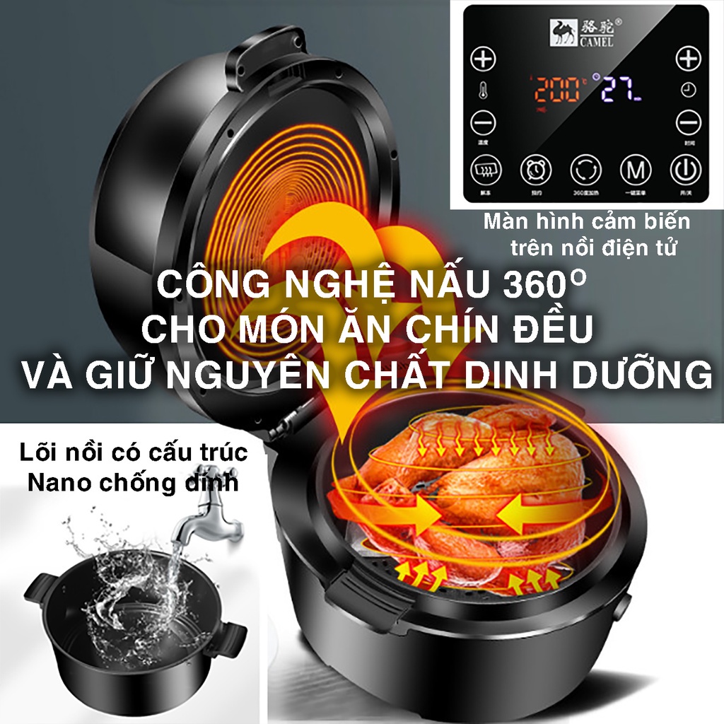 CAMEL - NỒI CHIÊN KHÔNG DẦU 6.5 LÍT 8 LÍT HÀNG CHÍNH HÃNG, BẢO HÀNH 12 THÁNG, MÓN NGON AN TOÀN SỨC KHỎE