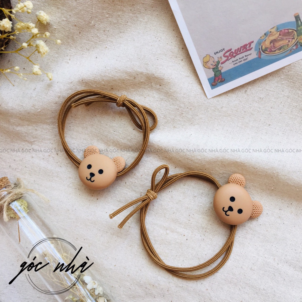 Cột tóc gấu,mèo BASIC họa tiết đơn giản trắng xám hồng nâu xinh xắn Goc Nha ct0011