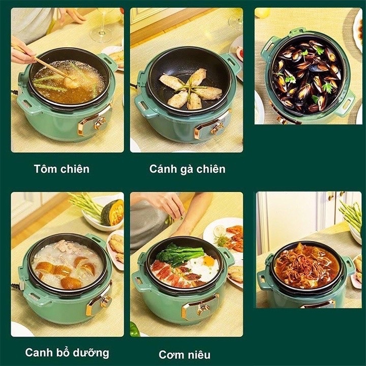 Nồi áp suất Chef&Chef, nấu lẩu size to 4 Lít nướng, hầm cháo, hầm xương, hầm thịt đa năng