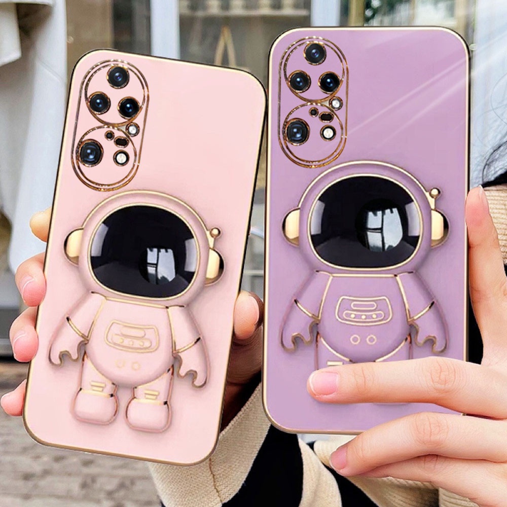 Ốp Điện Thoại Silicon Dẻo Mạ Màu Hình Phi Hành Gia Sang Trọng Cho Huawei P20 P30 Lite P40 P50 Pro Nova 3e 4e