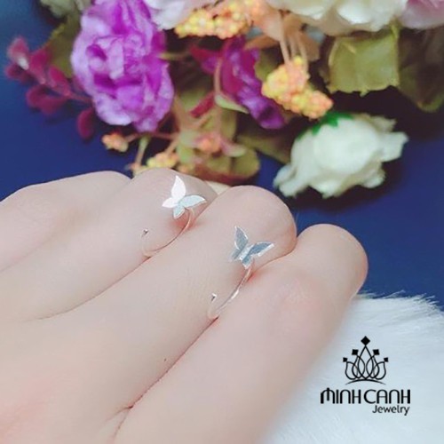 Bông Tai Bạc Nữ Dạng Kẹp Hình Bướm - Minh Canh Jewelry