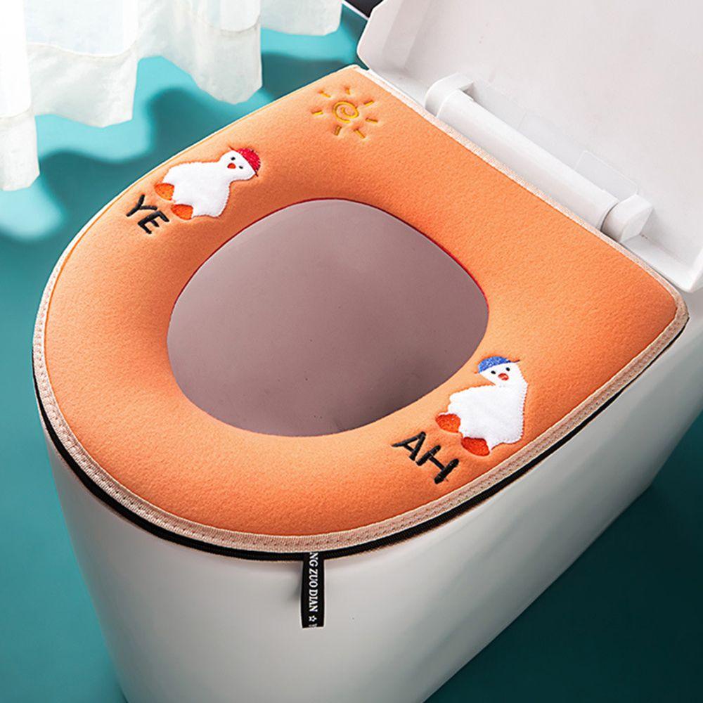 Vỏ Bọc Bệ Ngồi Toilet Thêu Họa Tiết Giữ Ấm Chống Thấm Nước Có Tay Cầm Tiện Dụng