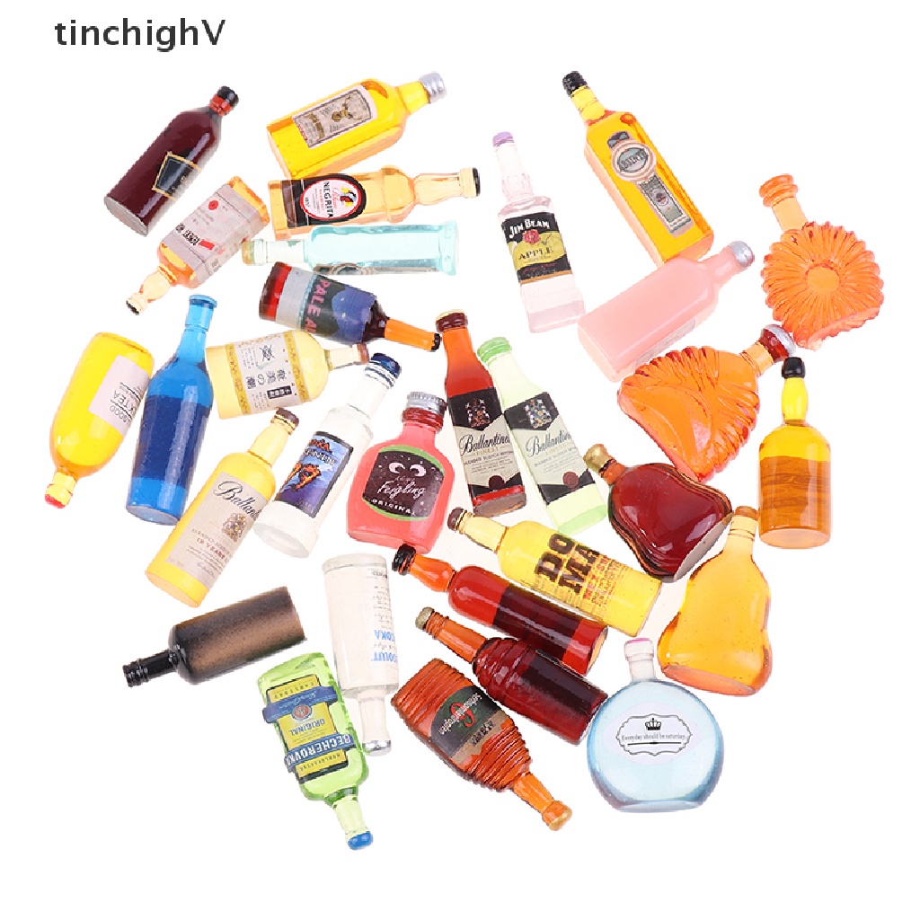 Set 10 chai rượu mini bằng nhựa resin tỉ lệ 1: 12 dành cho trang trí nhà búp bê