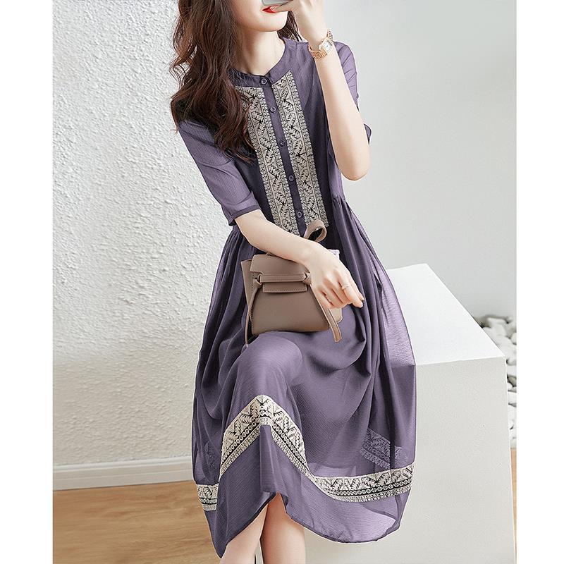 Zhumu Áo chiffon Cổ Tròn Mỏng Thêu Họa Tiết Thời Trang Mùa Hè Hàn Quốc 2022