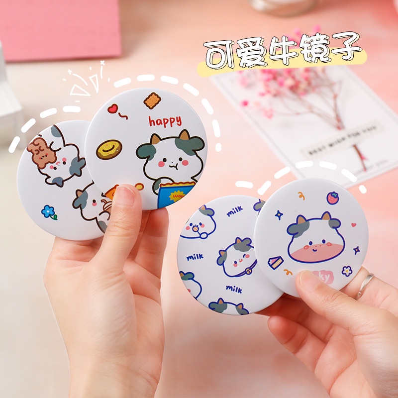 Gương Trang Điểm Mini Hình Tròn Kiểu Hoạt Hình Xinh Xắn