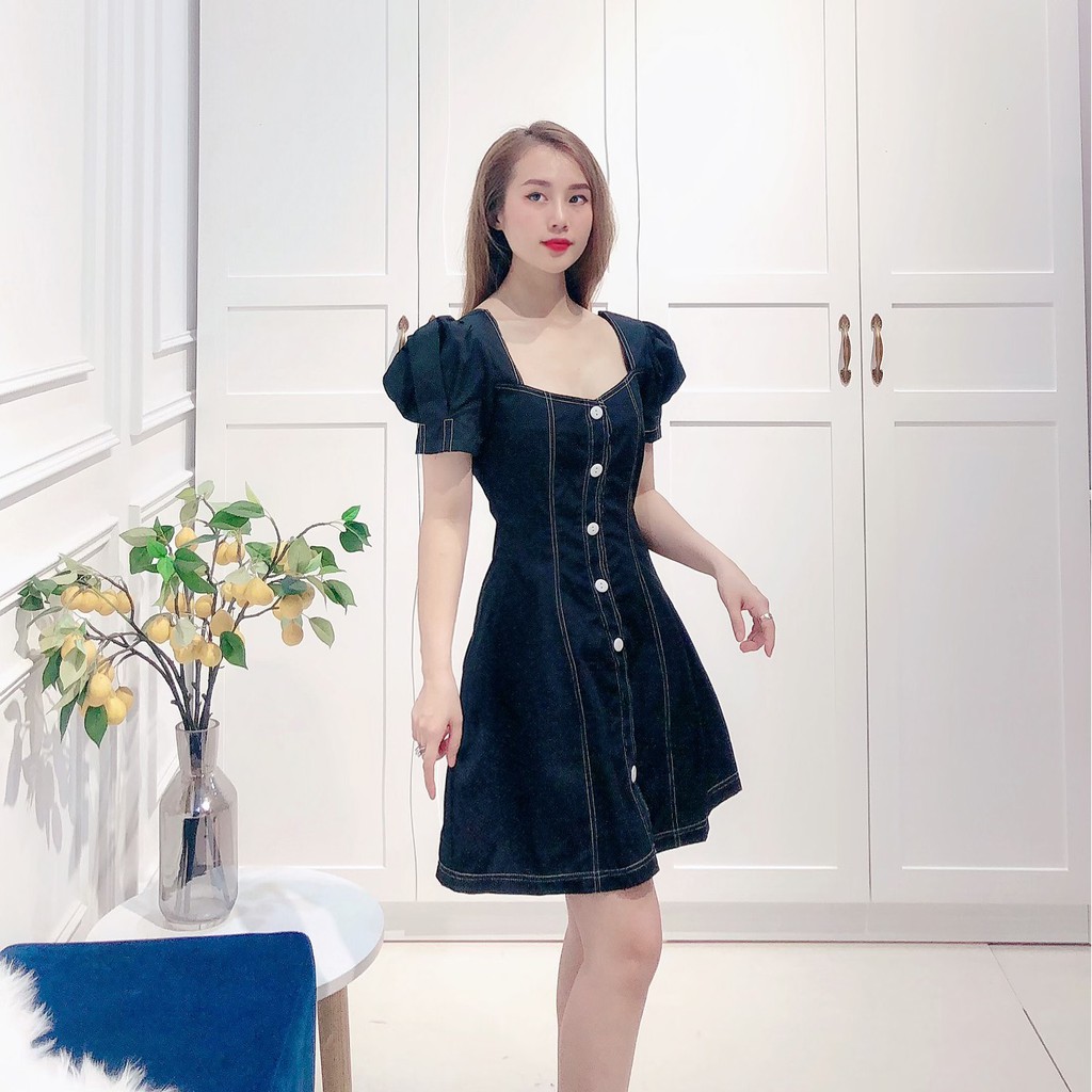 Đầm - Váy Tay Bồng Chỉ Nổi Viền Chất Liệu Thô Mài Cao Cấp Thích Hợp Cho Các Nàng Đi Tiệc Hoặc Đi Chơi | BigBuy360 - bigbuy360.vn