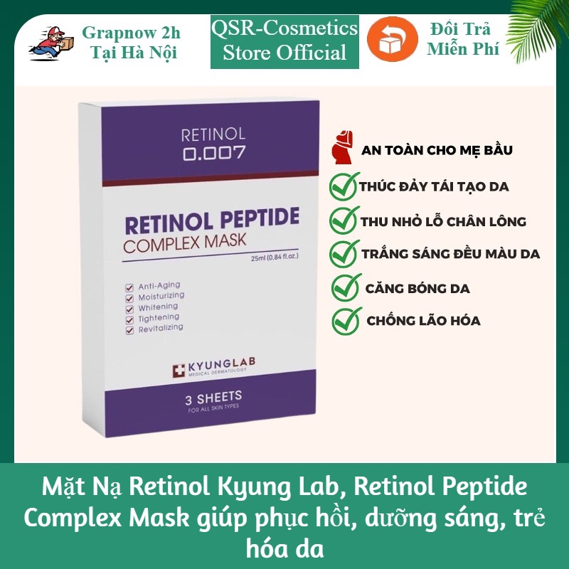 Mặt Nạ Retinol Kyung Lab, Retinol Peptide Complex Mask giúp phục hồi, dưỡng sáng, trẻ hóa da