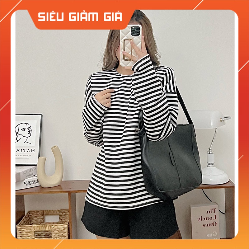 Áo Thu Đông Kẻ Ngang Cổ Tròn Hàng Quảng Châu AP021-Teen 888