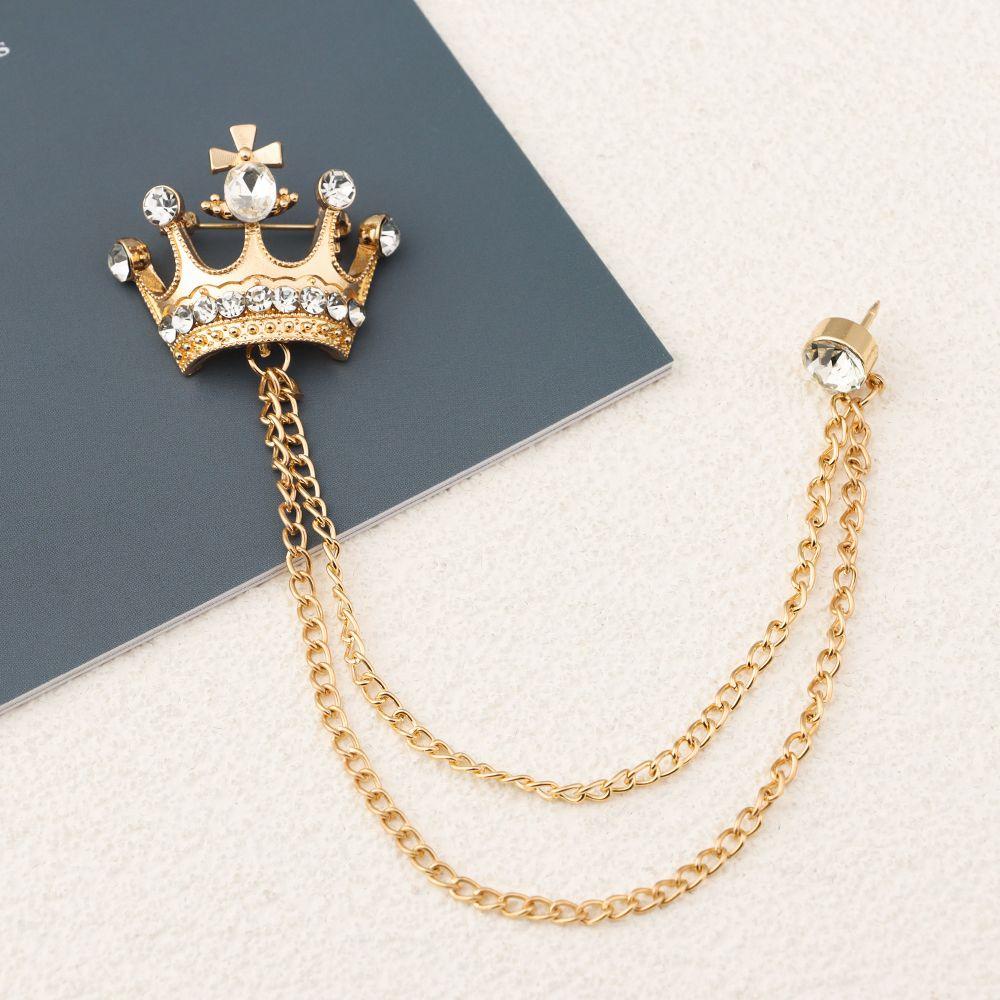 ROWANS Kẹp Cài Cổ Áo Hình Vương Miện Đính Pha Lê Sang Trọng Cho Nam