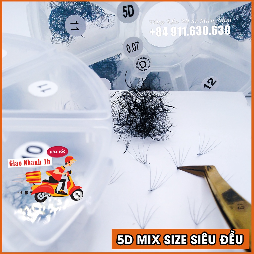 Mi FAN 5D MIX (9-15) C,,D 0.07_Dụng cụ nối mi_Tổng kho mi sỉ miền nam