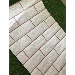[Xã_sốc] GIẤY DÁN TƯỜNG GẠCH TRẮNG 3D [có sẵn keo] khổ 45cm
