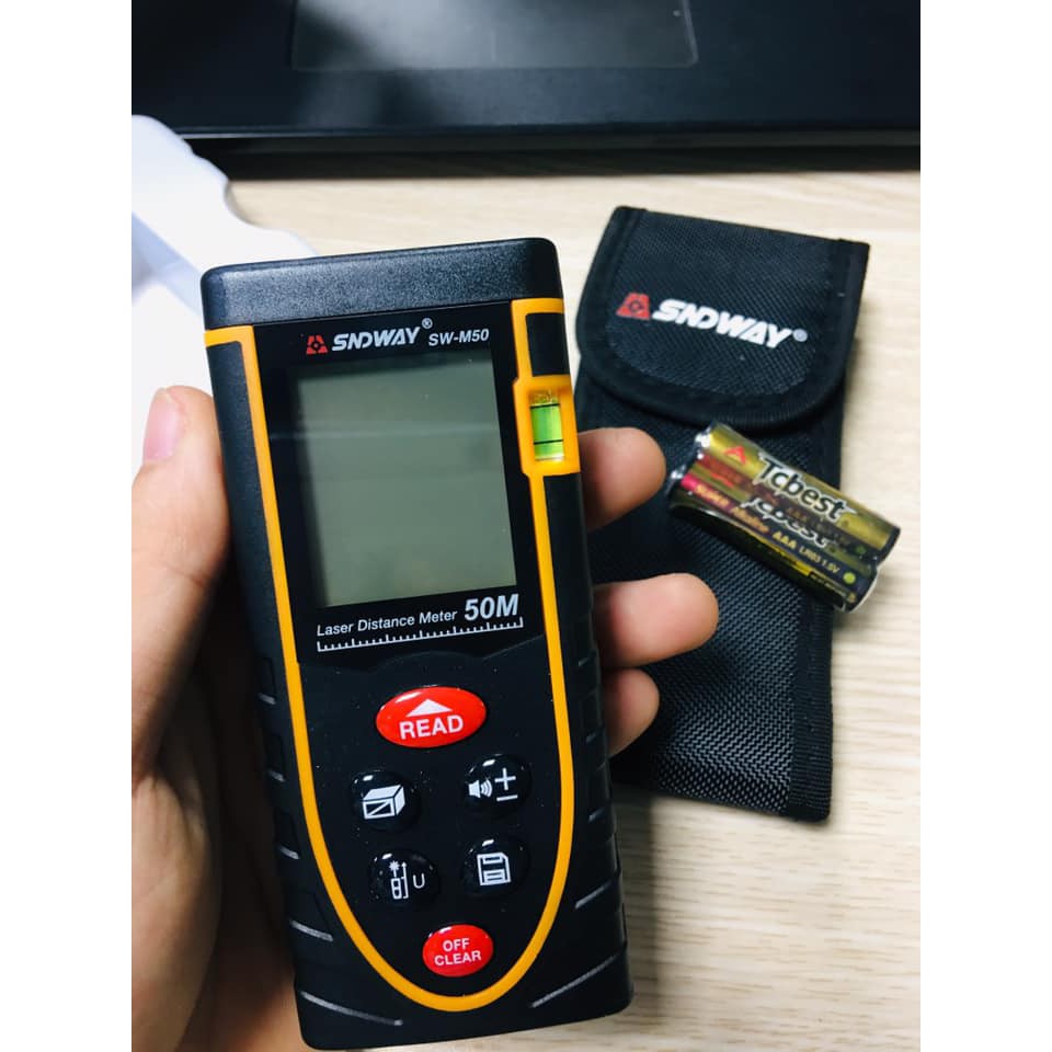 Máy đo khoảng cách SNDWAY đo diện tích, chiều dài, góc nghiêng, mặt phẳng, 50m, 70m. - HBMACHINE