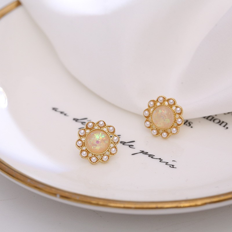 Khuyên tai kẹp không bấm lỗ chốt cố định K151 bằng hợp kim mạ vàng hình tròn dáng ngắn Leous Accesories