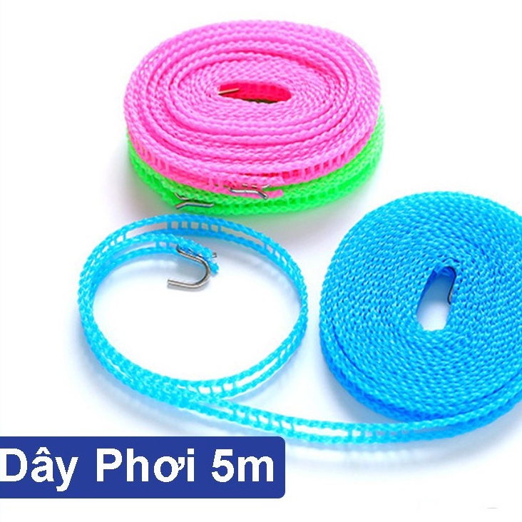 Dây Phơi Đồ, Dây Phơi Quần Áo Có Lỗ Móc Loại 5m