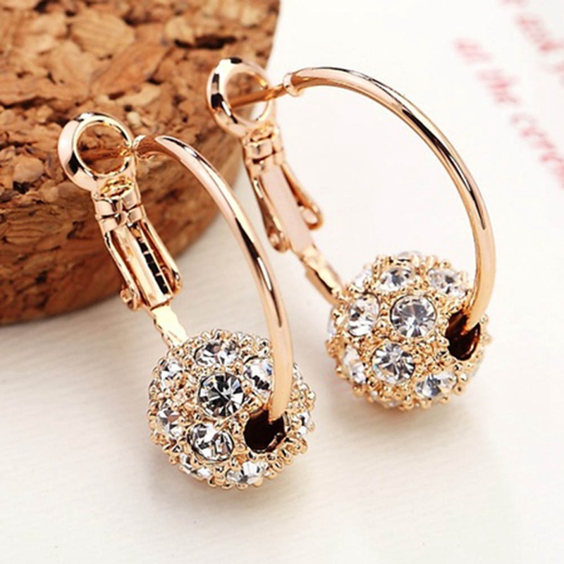 1 Cặp Bông Tai Tròn Mạ Vàng 18k Đính Đá Nhiều Màu Sắc May Mắn Cho Nữ