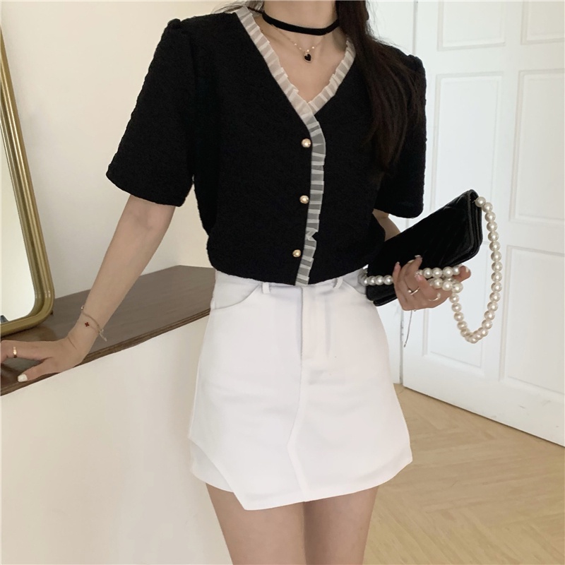 Áo Sơ Mi Nữ Cổ Chữ V Phối Ren 51165