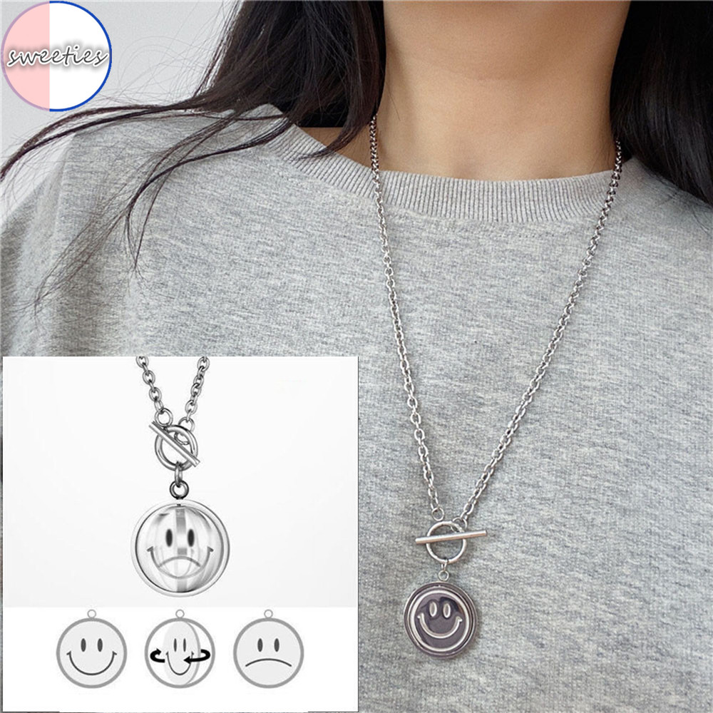 Vòng Cổ Mặt Hình Mặt Cười Xoay Được Phong Cách Punk Thời Trang Unisex