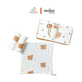 Set 5 khăn sữa xô được dệt từ sợi bông tự nhiên cho bé Mochee kích thước 25x25cm