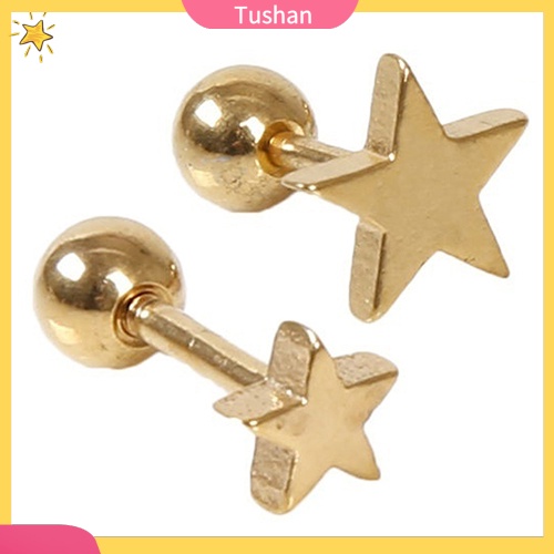 1 Cặp Bông Tai Hợp Kim Họa Tiết Ngôi Sao Năm Cánh Cho Nam Và Nữ