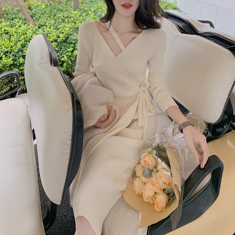 Đầm Dệt Kim Chiết Eo Phối Ren Thoải Mái Thời Trang Mùa Thu 2020 Mới