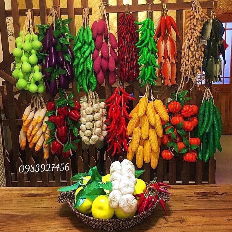 Dây hành tỏi ớt, lạc, ngô... giả y như thật ,hàng cao cấp 50cm, trang trí quán ăn nhà bếp