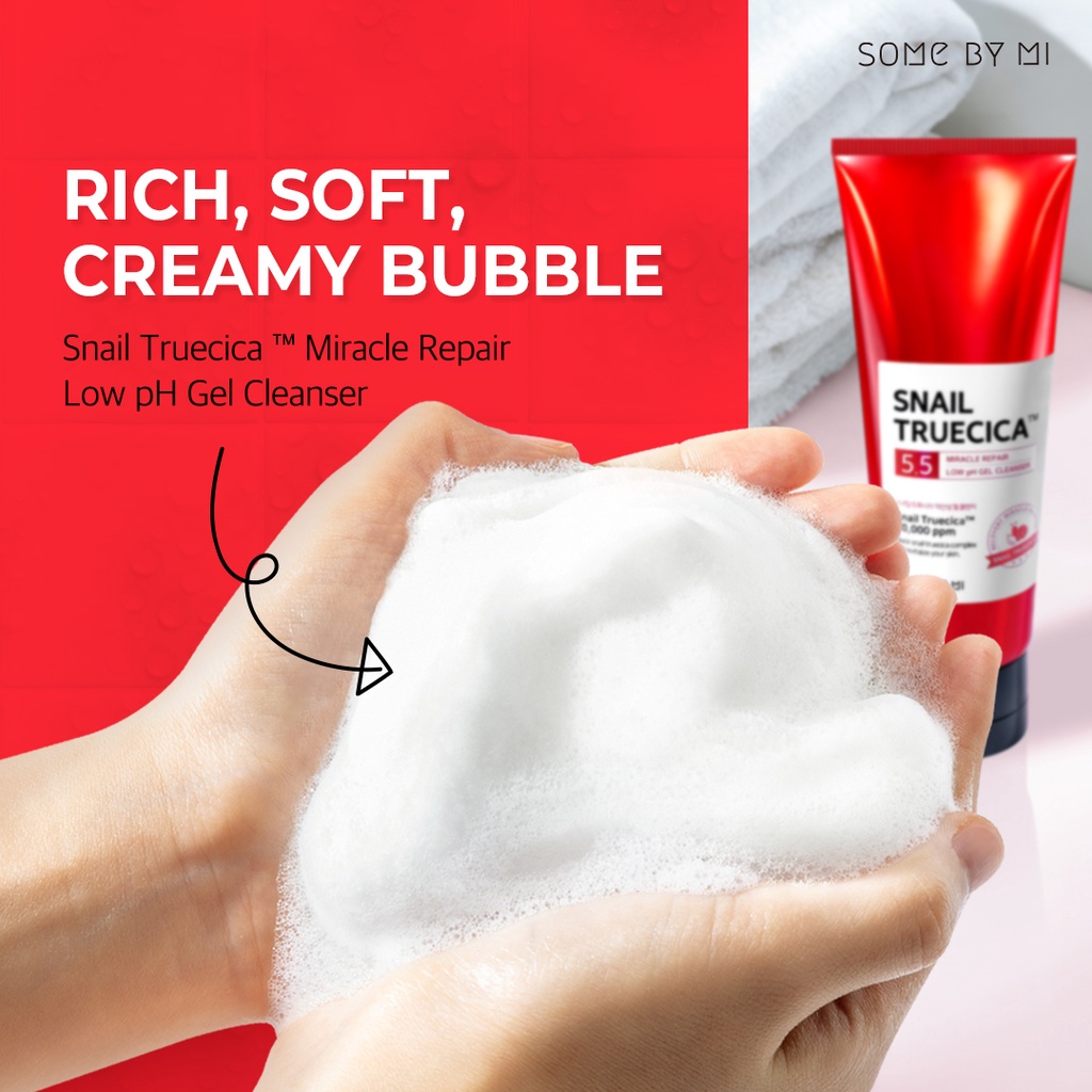 Sữa rửa mặt ốc sên dạng gel SOME BY MI Snail TrueCica Miracle Repair Low pH dung tích 100ml
