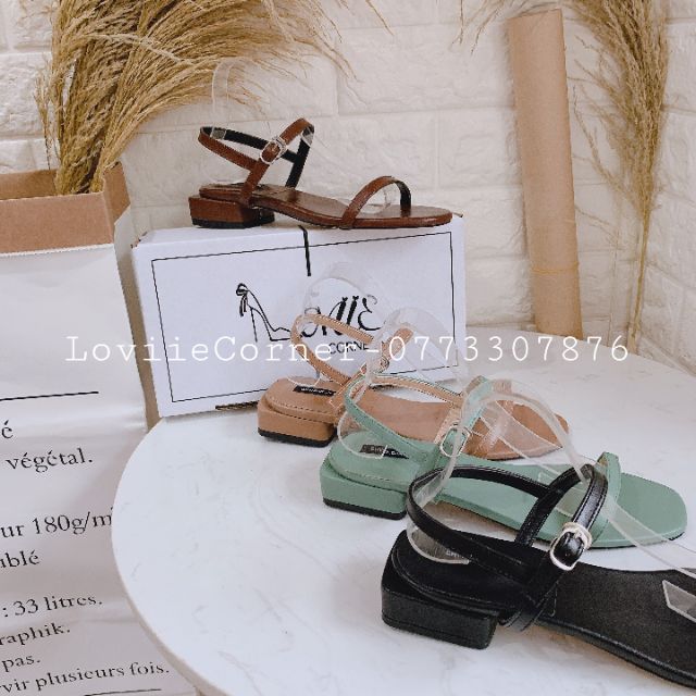 LOVIIECORNER - SANDAL QUAI MẢNH ĐẾ BỆT - SANDAL CAO GÓT ĐẾ VUÔNG QUAI MẢNH - SANDAL NỮ DÂY MẢNH - SANDAL 3 PHÂN  S200307