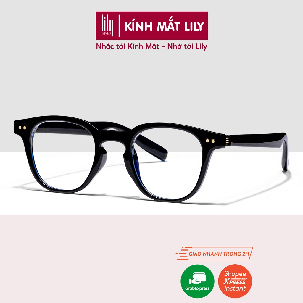 Gọng kính cận vuông nam nữ LILYEYEWEAR chất liệu nhựa dày dặn mắt giả cận chống ánh sáng xanh 8908