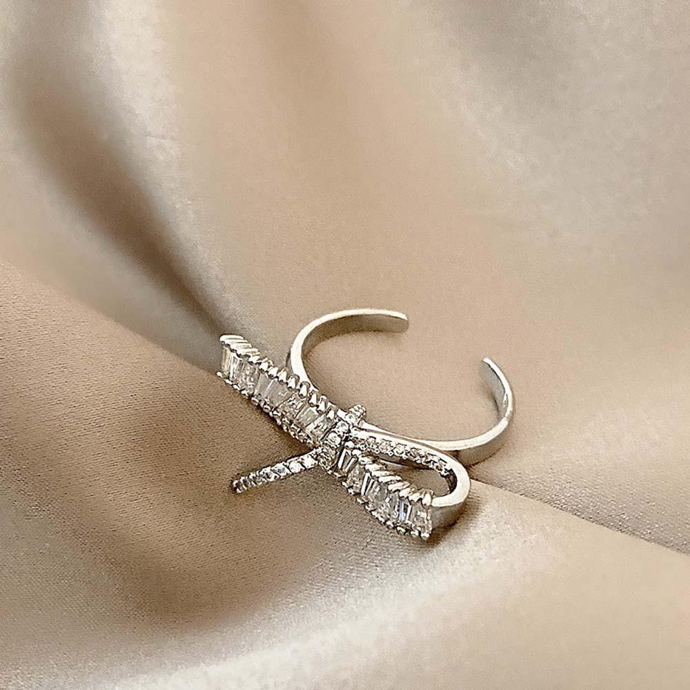 VANES1 Nhẫn Hở Đính Nơ Cỡ Lớn Thời Trang Cho Nữ