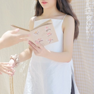 | 0303 studio | áo 2 dây cổ thuyền linen trơn - dòng Lam Khuê