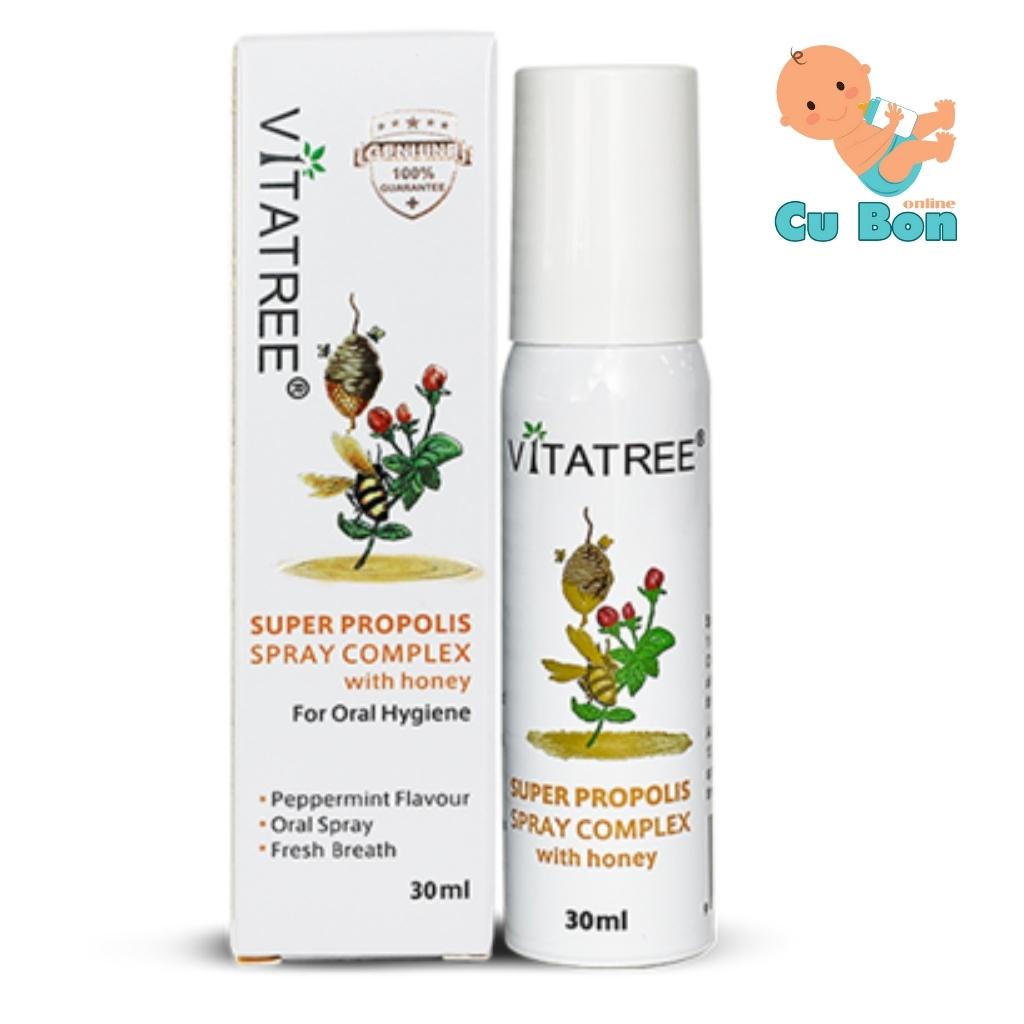 Xịt họng keo ong Vitatree 30ml của úc cho bé từ 2 tuổi của úc giảm đau ngứa họng tăng sức đề kháng