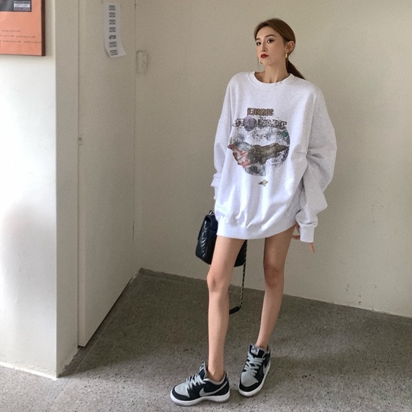 Áo Sweatshirt Tay Dài Cổ Tròn Dáng Rộng In Họa Tiết Phong Cách Hàn Quốc Thời Trang Mùa Thu Cho Nữ | BigBuy360 - bigbuy360.vn