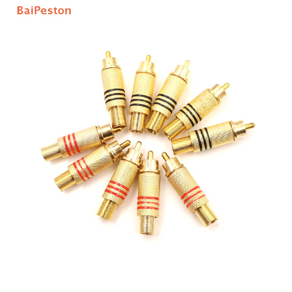 Set 10 Đầu Nối RCA Màu Vàng / Đỏ / Đen Chuyên Dụng