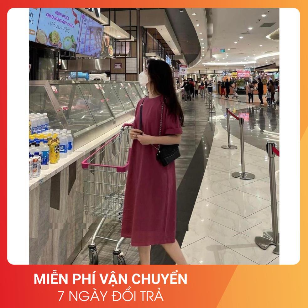 Đầm Vintage Rêu Và Đỏ Dáng Suông 24AP Nữ [FREESHIP] 🌸 Váy cộc tay lỡ thun form rộng đẹp bánh bèo cá tính Ulzzang 🌸 | BigBuy360 - bigbuy360.vn