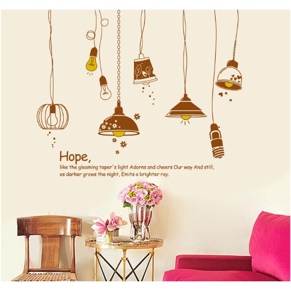 Decal trang trí bóng đèn dây Vintage ( 8 bóng mờ )