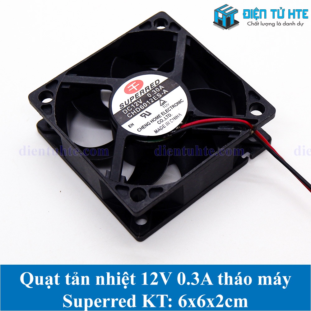 Quạt tản nhiệt 6x6x2cm 6020 12V 0.3A Superred tháo máy