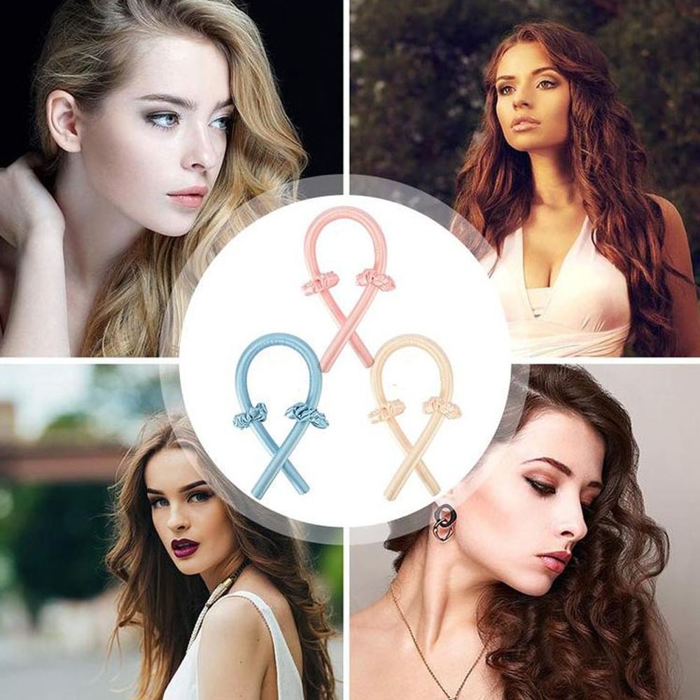 [Hàng mới về] Dây quấn uốn tóc xoăn dài bằng ruy băng lụa và xốp nhiều màu không dùng nhiệt hiệu quả cho nữ